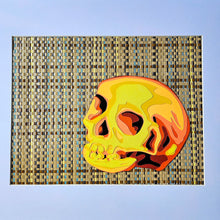 Load image into Gallery viewer, Gold Skull Paper Weave Art