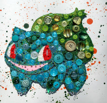 Load image into Gallery viewer, Bulbasaur 11"x14" Button and Bead art