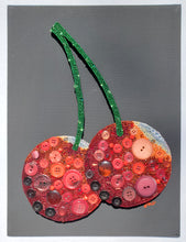 Load image into Gallery viewer, Ludo Cherries 9"x12" Button and Bead Art