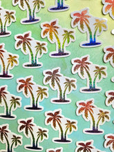 Load image into Gallery viewer, Tiny Rainbow Palm Tree Sticker, Tiny Sticker, Small Stickers, Rainbow Pride Stickers, Small Beach Sticker, Beach Sticker, Sparkly Stickers