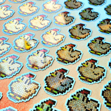 Load image into Gallery viewer, Stardew Valley Sticker, Stardew Valley Chicken Art, Chicken Sticker, Pixel Chicken, Waterproof Sticker, Stardew Valley Gift, Video Game Art