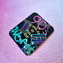 Load image into Gallery viewer, Decorative sticker with text and cassette tape designs on a pink background
