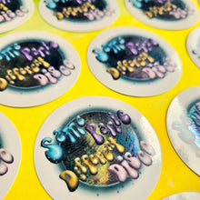 Load image into Gallery viewer, Stickers with colorful text on a yellow background
