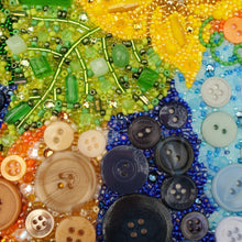 Load image into Gallery viewer, Colorful mosaic artwork with buttons and beads
