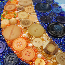 Load image into Gallery viewer, Colorful button and bead mosaic with a rainbow pattern
