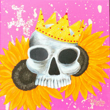 Load image into Gallery viewer, &quot;Princess Buttercup&quot; Acrylic Skull Painting on Canvas

