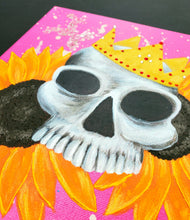 Load image into Gallery viewer, &quot;Princess Buttercup&quot; Acrylic Skull Painting on Canvas
