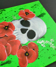 Load image into Gallery viewer, &quot;Poppy&quot; Acrylic Skull Painting on Canvas
