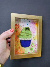 Load image into Gallery viewer, Kiwi-Lime Vanilla Bead Cupcake, Kiwi art, Kitchen Decor, Small Wall Decor, Cupcake Art, Tie-dye, Foodie Gifts, Colorful Decor, Bakery Art

