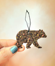 Load image into Gallery viewer, Beaded Bear Ornament, Gifts For Him, Unique Christmas gifts, Stocking Stuffers For Him, Nature Lover Decor, Gift for Camper, Small Ornaments
