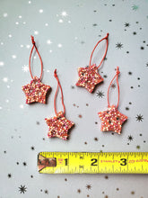 Load image into Gallery viewer, Dusty Pink Star Ornaments, Gift Set, CottageCore Decor, Mini Ornaments, Unique Gift, Stocking Stuffer for Her, Rose Christmas Decor
