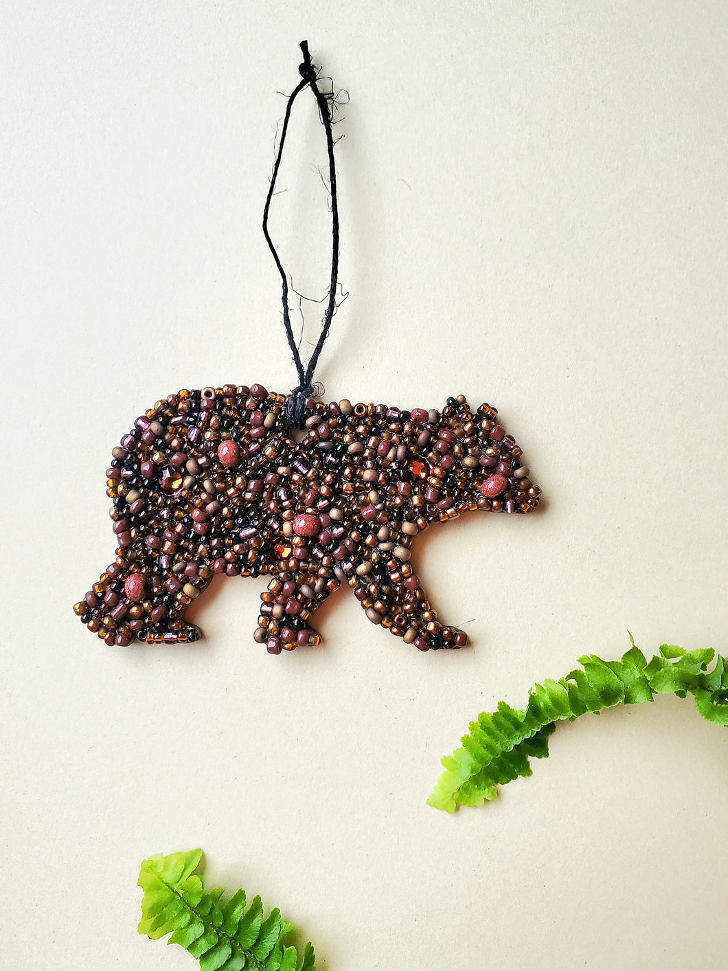 Beaded Bear Ornament, Gifts For Him, Unique Christmas gifts, Stocking Stuffers For Him, Nature Lover Decor, Gift for Camper, Small Ornaments
