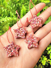 Load image into Gallery viewer, Dusty Pink Star Ornaments, Gift Set, CottageCore Decor, Mini Ornaments, Unique Gift, Stocking Stuffer for Her, Rose Christmas Decor
