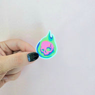 Small Pink Skull Vinyl Sticker, Dishwasher Safe Sticker, Emo Skull Sticker, Colorful Skull Art