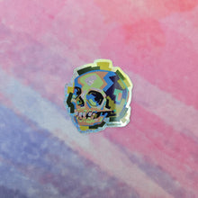 Load image into Gallery viewer, Small Glitter Skull Vinyl Sticker, Emo Sticker, Small Sticker for Waterbottle, Glitter Stickers, Goth Sticker, Skull Sticker, Waterproof
