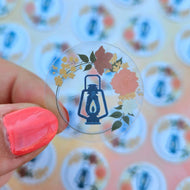 Clear Floral Lantern Sticker, Autumn Sticker, Waterproof Sticker, transparent sticker, sticker for Kindle, Waterbottle sticker, Lantern art