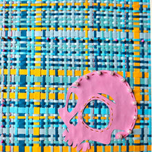 Load image into Gallery viewer, Emo Skull Paper Weave, Skull Artwork, Original Artwork, Paper Art, Colorful Wall Art, Pink Skull, Gothic Artwork, Unique Gift idea, Handmade
